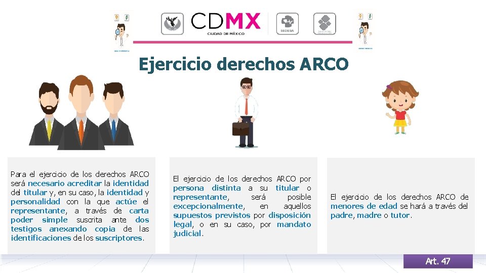 Ejercicio derechos ARCO Para el ejercicio de los derechos ARCO será necesario acreditar la