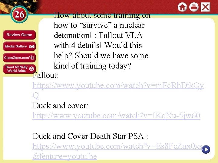 How about some training on how to “survive” a nuclear detonation! : Fallout VLA