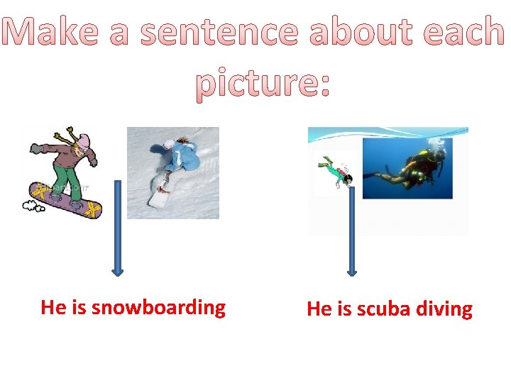 He is snowboarding He is scuba diving 