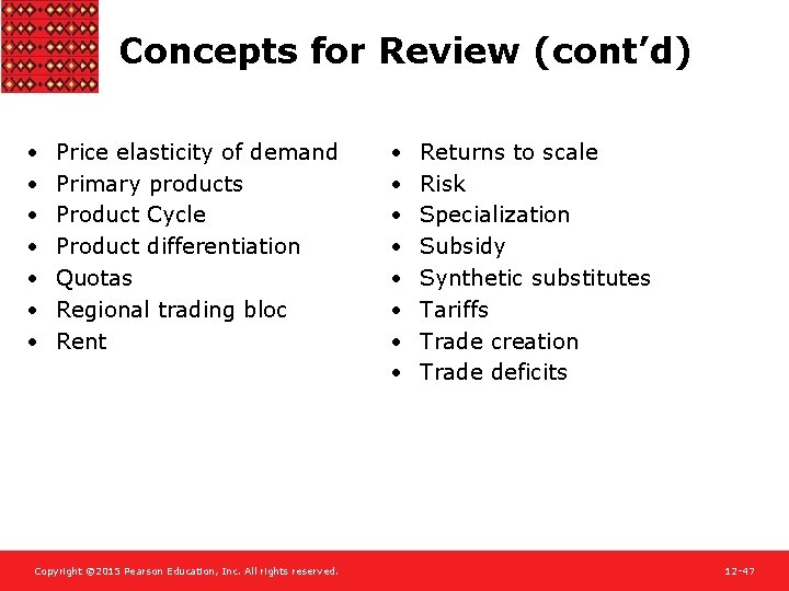 Concepts for Review (cont’d) • • Price elasticity of demand Primary products Product Cycle