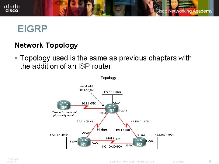 EIGRP Network Topology § Topology used is the same as previous chapters with the