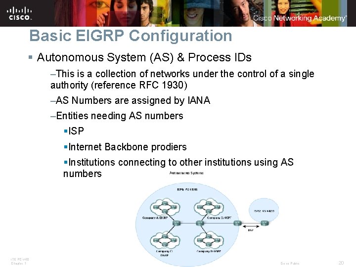 Basic EIGRP Configuration § Autonomous System (AS) & Process IDs –This is a collection