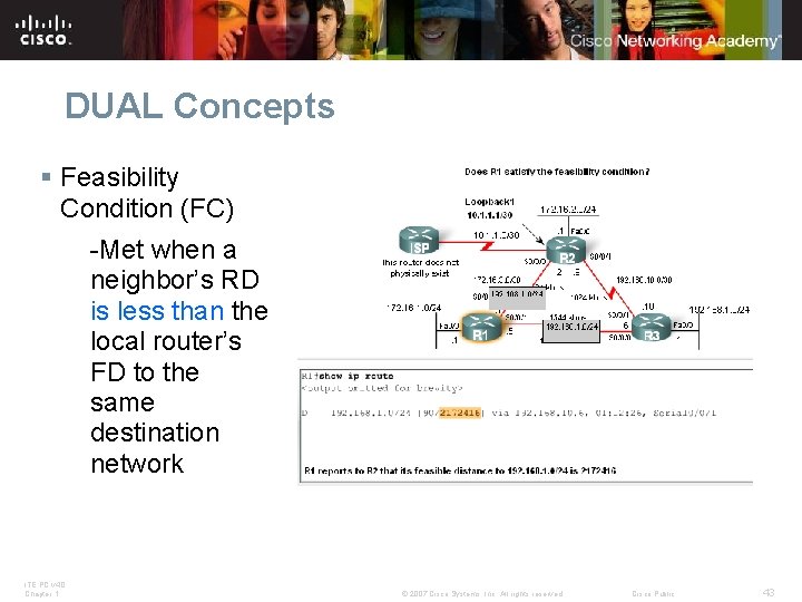 DUAL Concepts § Feasibility Condition (FC) -Met when a neighbor’s RD is less than