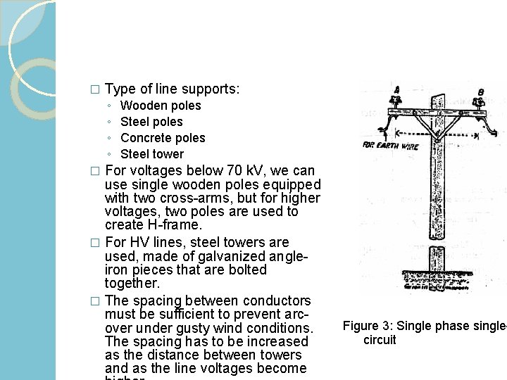 � Type of line supports: ◦ ◦ Wooden poles Steel poles Concrete poles Steel