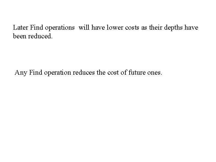 Later Find operations will have lower costs as their depths have been reduced. Any