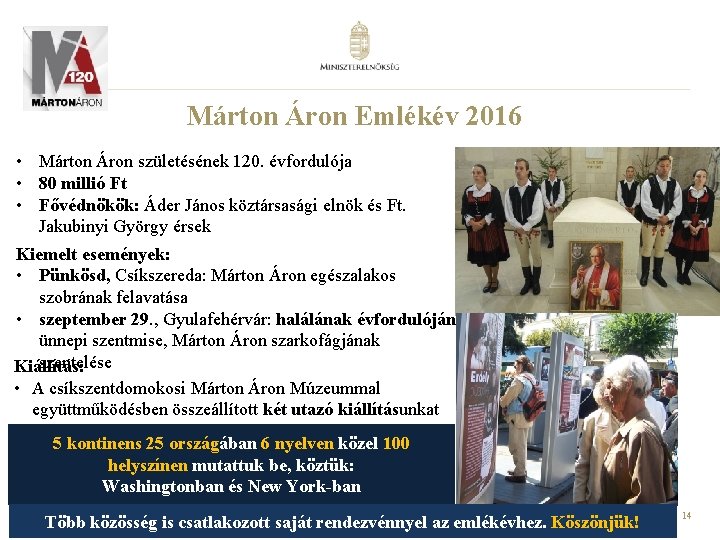 Márton Áron Emlékév 2016 • Márton Áron születésének 120. évfordulója • 80 millió Ft