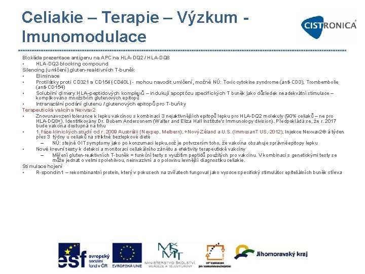 Celiakie – Terapie – Výzkum Imunomodulace Blokáda prezentace antigenu na APC na HLA-DQ 2