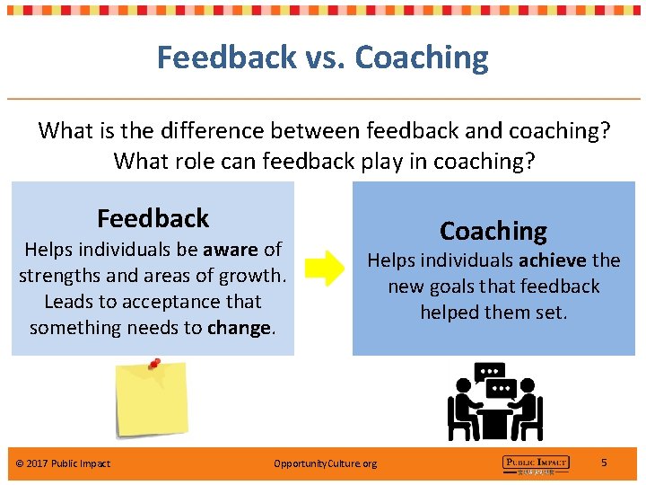 Feedback vs. Coaching What is the difference between feedback and coaching? What role can