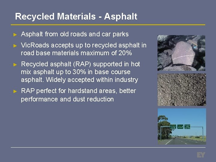 Recycled Materials - Asphalt ► Asphalt from old roads and car parks ► Vic.