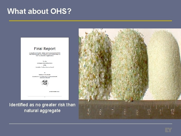 What about OHS? Identified as no greater risk than natural aggregate 