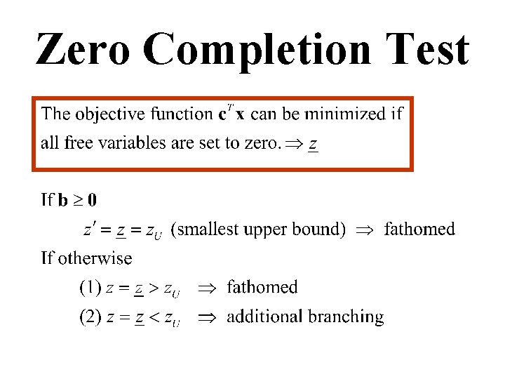 Zero Completion Test 