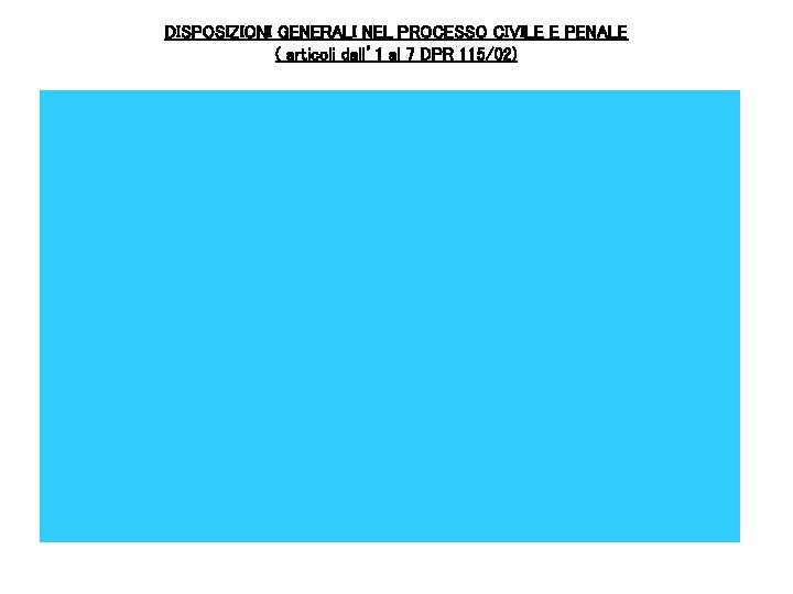 DISPOSIZIONI GENERALI NEL PROCESSO CIVILE E PENALE ( articoli dall’ 1 al 7 DPR DISPOSIZIONI GENERALI NEL PROCESSO CIVILE E PENALE ( articoli dall’ 1 al 7 DPR