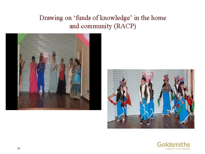 Drawing on ‘funds of knowledge’ in the home and community (RACP) 31 