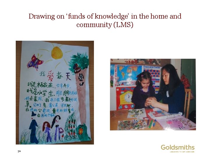 Drawing on ‘funds of knowledge’ in the home and community (LMS) 32 