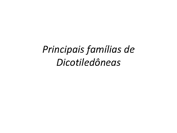 Principais famílias de Dicotiledôneas 