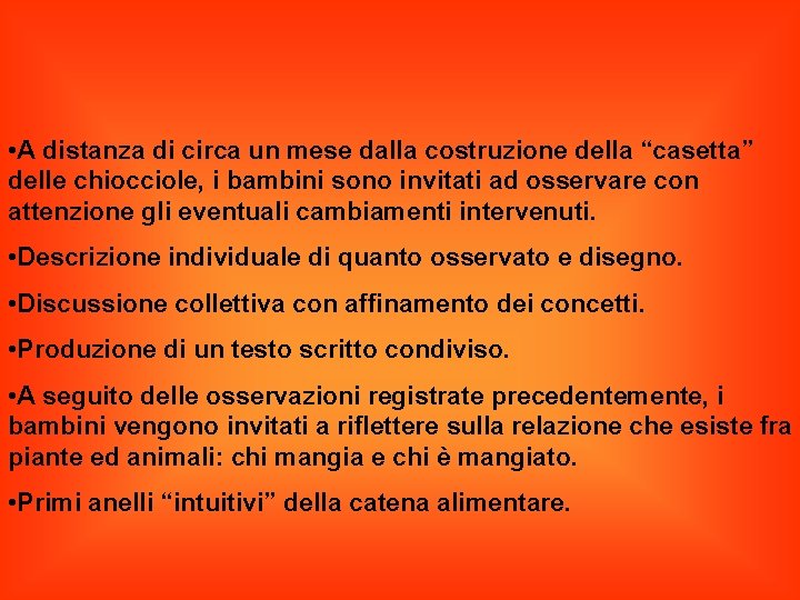  • A distanza di circa un mese dalla costruzione della “casetta” delle chiocciole,