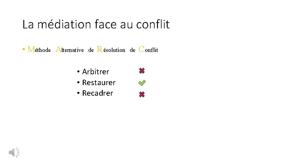La médiation face au conflit • Méthode Alternative de R ésolution • Arbitrer •