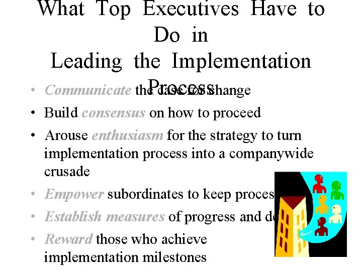 What Top Executives Have to Do in Leading the Implementation • Communicate the. Process