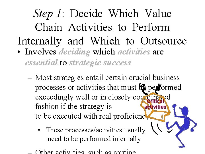 Step 1: Decide Which Value Chain Activities to Perform Internally and Which to Outsource