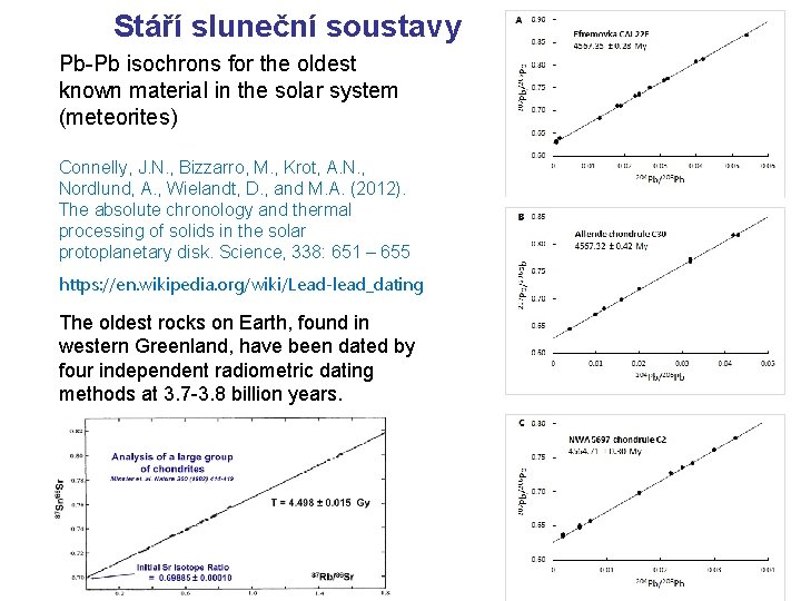 Stáří sluneční soustavy Pb-Pb isochrons for the oldest known material in the solar system Stáří sluneční soustavy Pb-Pb isochrons for the oldest known material in the solar system