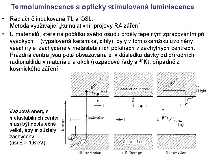 Termoluminscence a opticky stimulovaná luminiscence • Radiačně indukovaná TL a OSL: Metoda využívající „kumulativní“ Termoluminscence a opticky stimulovaná luminiscence • Radiačně indukovaná TL a OSL: Metoda využívající „kumulativní“