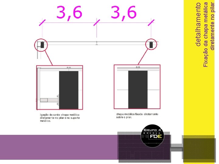 Fixação da chapa metálica diretamente no pilar detalhamento 