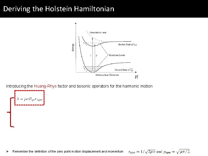 Deriving the Holstein Hamiltonian Introducing the Huang-Rhys factor and bosonic operators for the harmonic