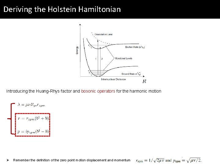 Deriving the Holstein Hamiltonian Introducing the Huang-Rhys factor and bosonic operators for the harmonic