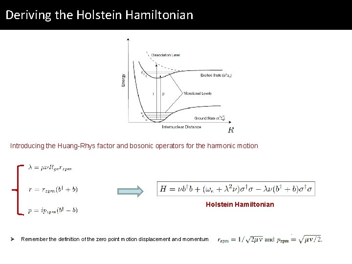 Deriving the Holstein Hamiltonian Introducing the Huang-Rhys factor and bosonic operators for the harmonic