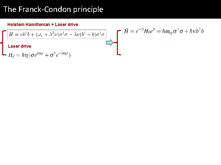 The Franck-Condon principle Holstein Hamiltonian + Laser drive 