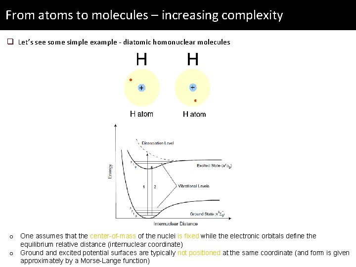 From atoms to molecules – increasing complexity q Let’s see some simple example -