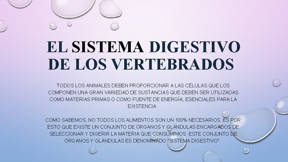 EL SISTEMA DIGESTIVO DE LOS VERTEBRADOS TODOS LOS ANIMALES DEBEN PROPORCIONAR A LAS CÉLULAS