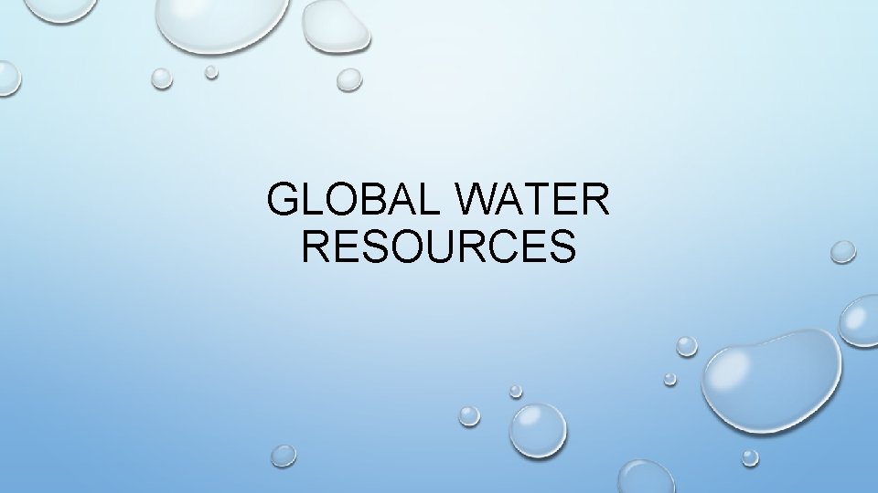 GLOBAL WATER RESOURCES 