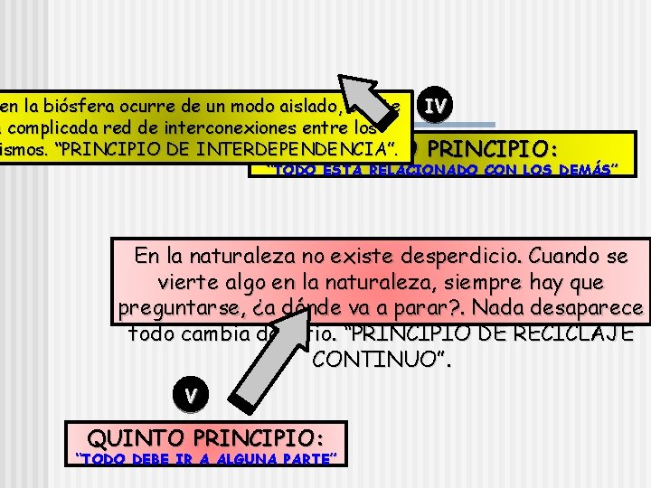 en la biósfera ocurre de un modo aislado, existe IV a complicada red de