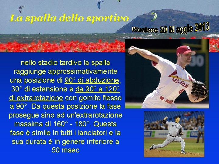 La spalla dello sportivo nello stadio tardivo la spalla raggiunge approssimativamente una posizione di