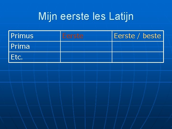 Mijn eerste les Latijn Primus Prima Etc. Eerste / beste 