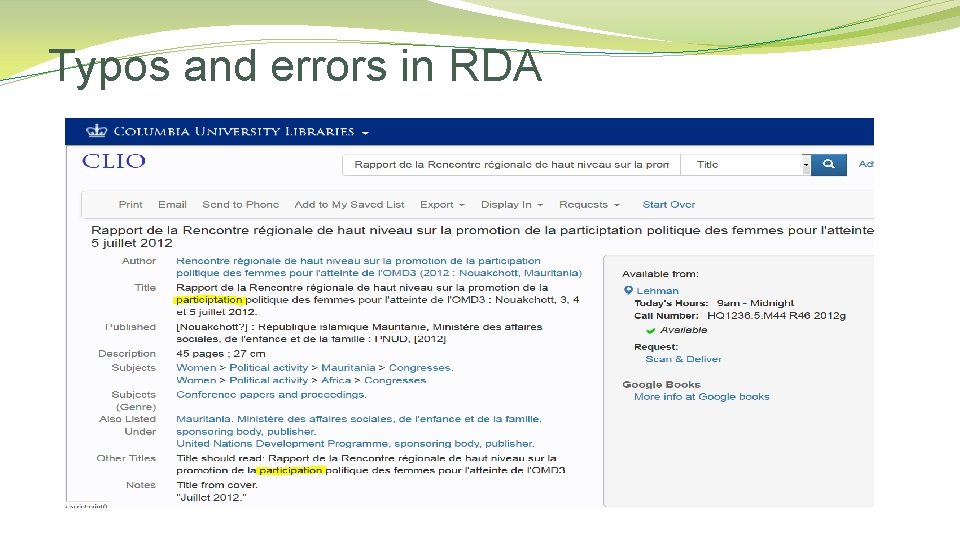 Typos and errors in RDA 