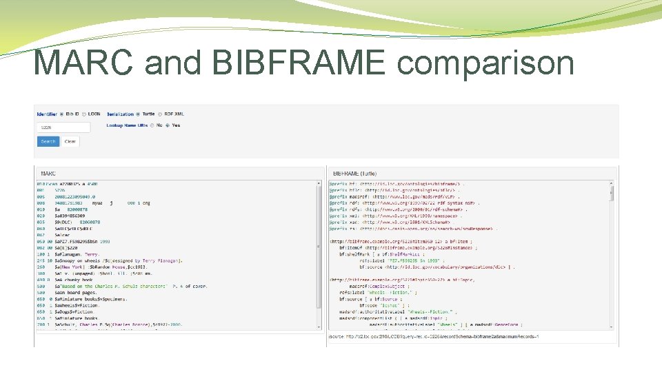 MARC and BIBFRAME comparison 