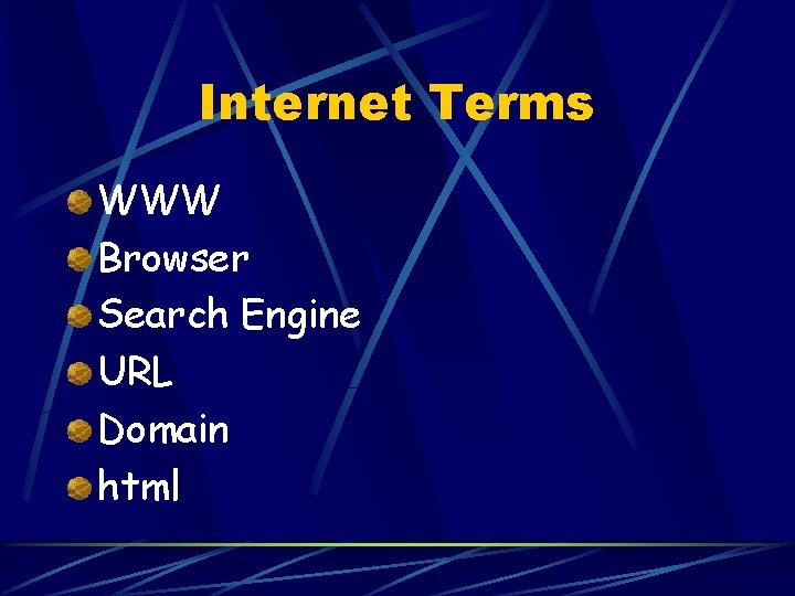 Internet Terms WWW Browser Search Engine URL Domain html 