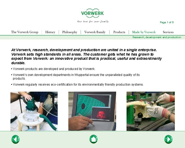 Page 1 of 5 Research, development and production At Vorwerk, research, development and production Page 1 of 5 Research, development and production At Vorwerk, research, development and production
