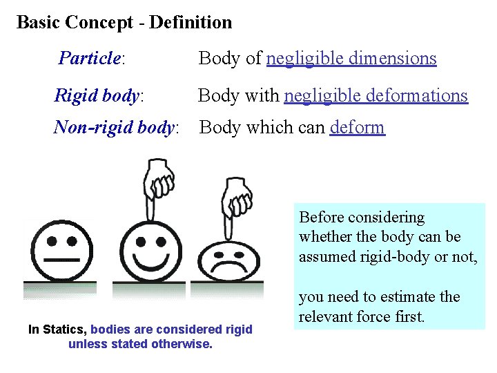 Basic Concept - Definition Particle: Body of negligible dimensions Rigid body: Body with negligible Basic Concept - Definition Particle: Body of negligible dimensions Rigid body: Body with negligible