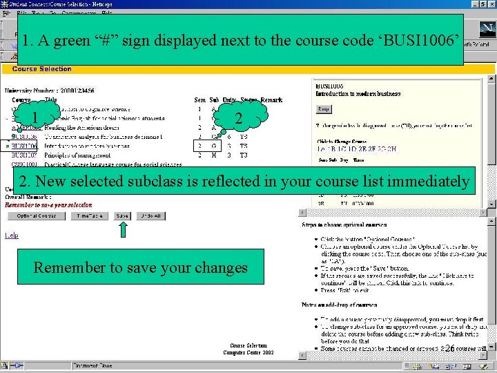 1. A green “#” sign displayed next to the course code ‘BUSI 1006’ 1