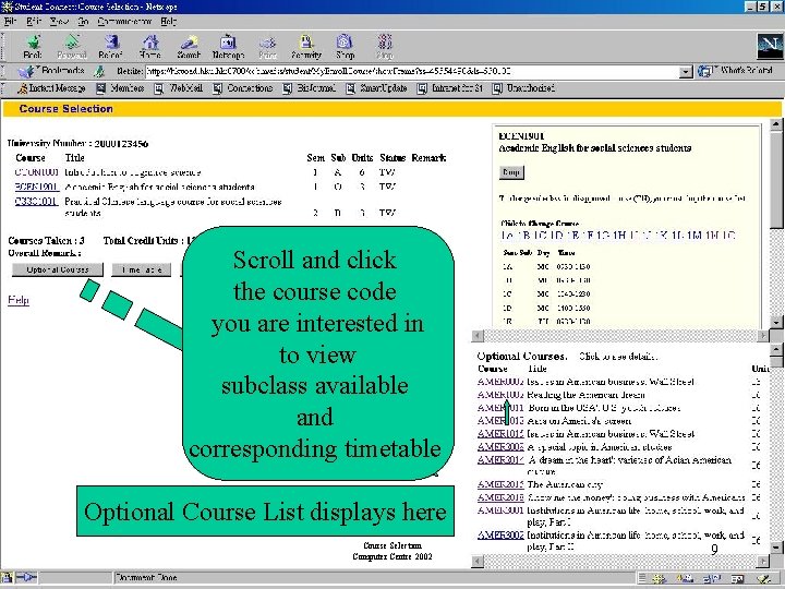 Scroll and click the course code you are interested in to view subclass available