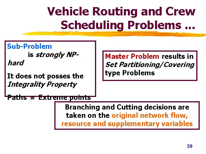 Vehicle Routing and Crew Scheduling Problems. . . Sub-Problem is strongly NP- hard It Vehicle Routing and Crew Scheduling Problems. . . Sub-Problem is strongly NP- hard It