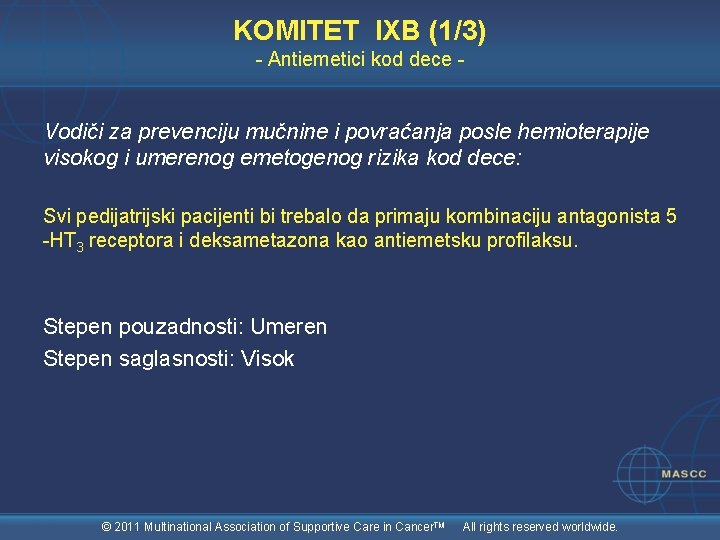 KOMITET IXB (1/3) - Antiemetici kod dece - Vodiči za prevenciju mučnine i povraćanja