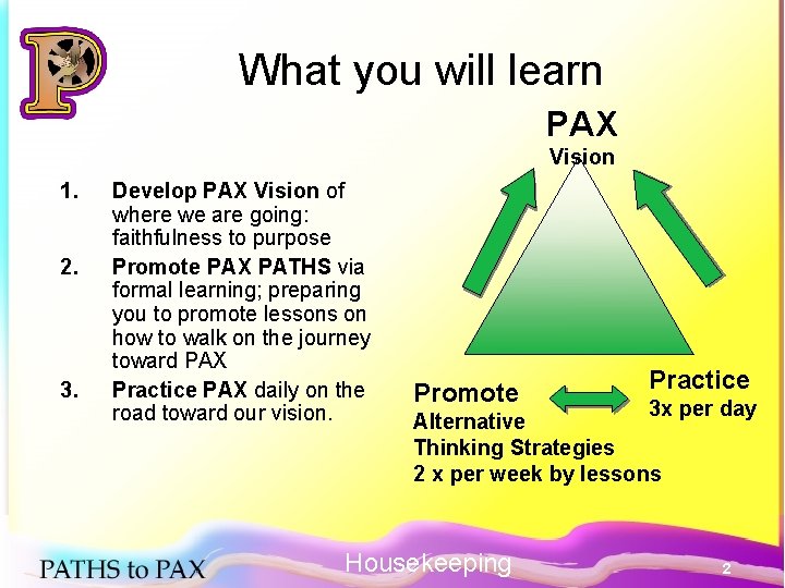 What you will learn PAX Vision 1. 2. 3. Develop PAX Vision of where