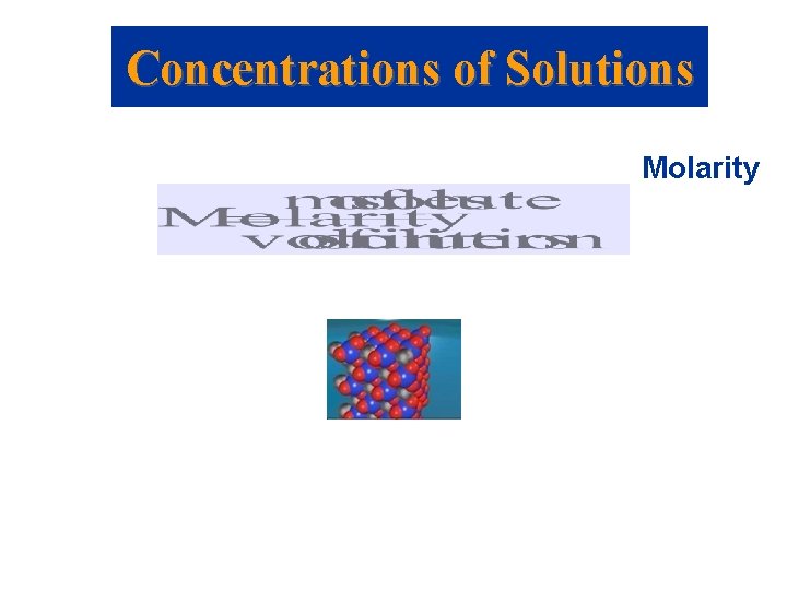 Concentrations of Solutions Molarity 