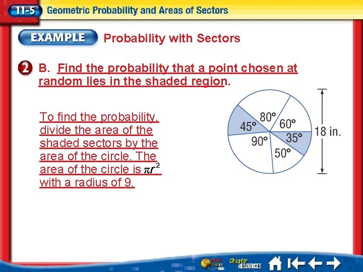 Probability with Sectors B. Find the probability that a point chosen at random lies