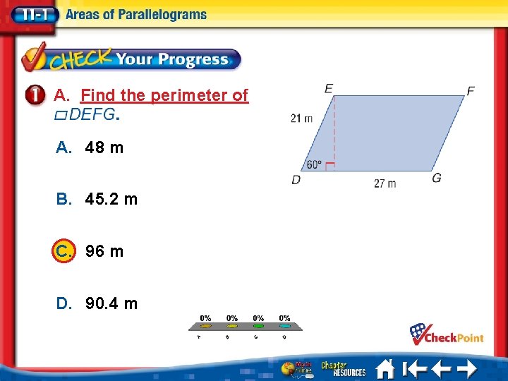 A. Find the perimeter of A. 48 m B. 45. 2 m C. 96