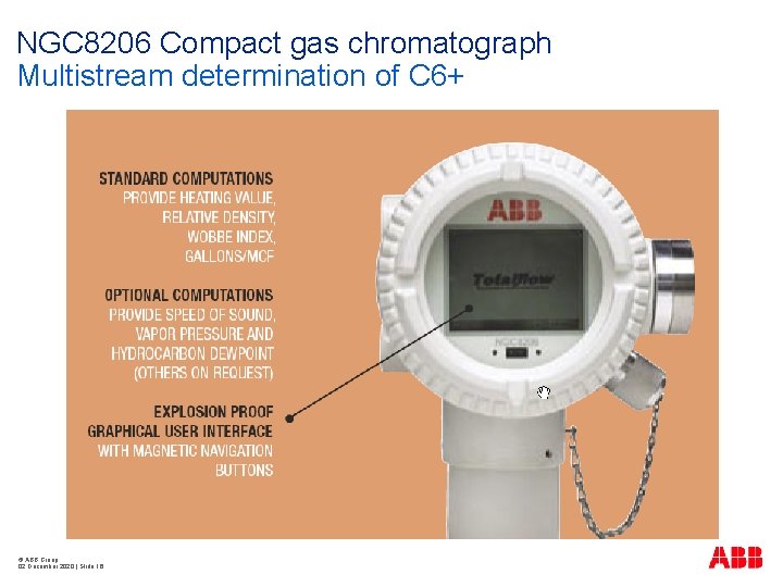 NGC 8206 Compact gas chromatograph Multistream determination of C 6+ © ABB Group 02